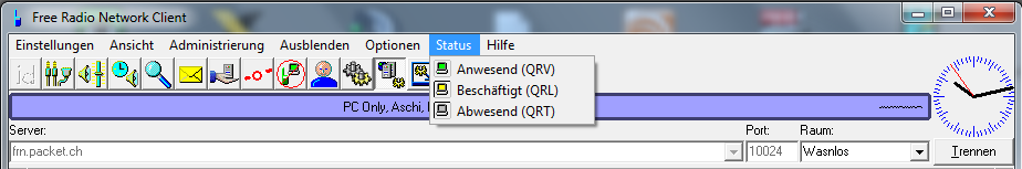 Menü Status im Windows FRN-Clienten