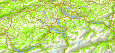 Karte der PMR-Verbindung von Delta Radio 79 auf dem Brienzer Rothorn auf den Gateway Bäretswil