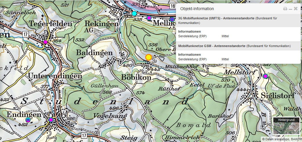 Gemäss BAKOM Senderstandortliste am 11.10.2015 ist nun auch 3G in Baldingen/Böbikon vermerkt