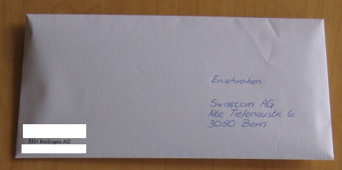 Brief an Swisscom wegen neuen AGB
