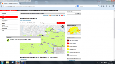 Kein oder geringes Gewitter-Risiko in Baldingen am 4.7.2014 um 22:43 Uhr ?