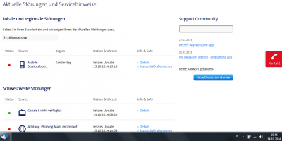 Störung auf dem Swisscom Natelnetz in Kandersteg seit 13.10.2014 um kurz nach Mittag