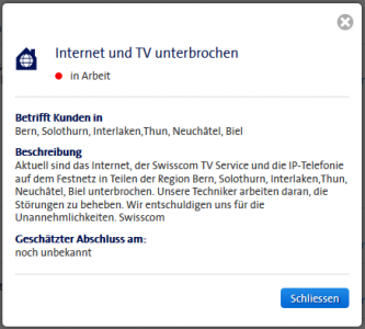 Störung Detail Swisscom Internet vom 11.11.2014