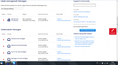 Störung Swisscom Internet vom 11.11.2014