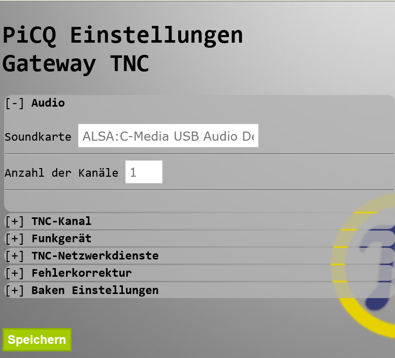 PiCQ V1.29 TNC Audio Einstellungen