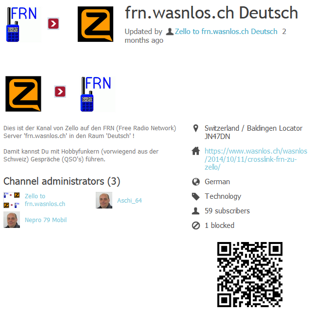 Zello-Kanal 'frn.wasnlos.ch Deutsch'