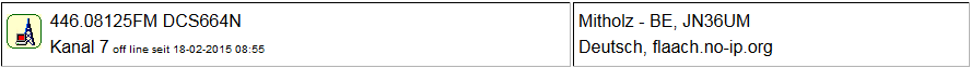 PMR Gateway Mitholz am 18.02.2015 ab 8:55 Uhr scheinbar Offline