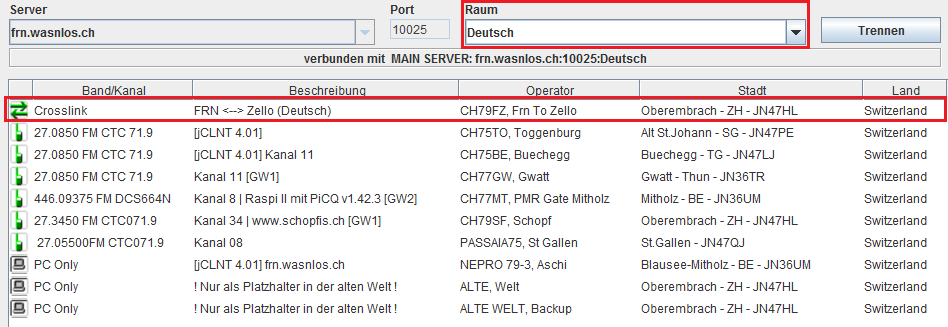 Crosslink FRN zu Zello im Raum 'Deutsch' seit 24.11.2020 kurz nach 19 Uhr wieder Online