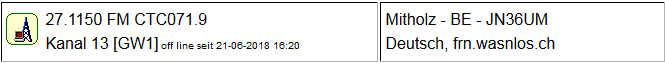 CB Gateway Mitholz seit 21.06.2018  um 16:20 Uhr Offline