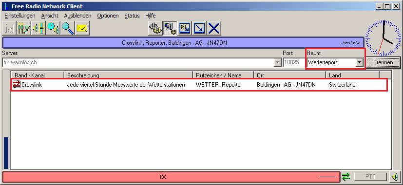 Die Wetterreporterin im Raum Wetterreporter auf dem FRN-Server frn.wasnlos.ch