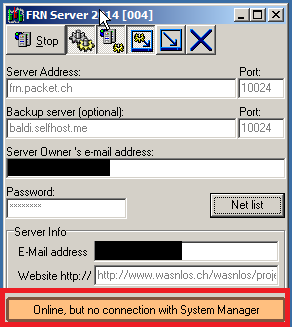 FRN System-Manager von unserem Server seit 27.03.2015 nicht mehr erreichbar