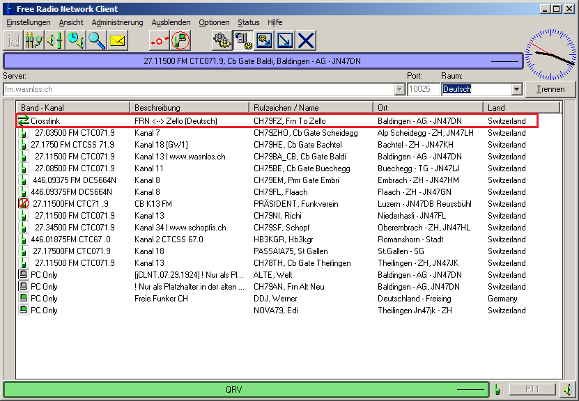 Crosslink vom FRN Server 'frn.wasnlos.ch' Raum 'Deutsch' auf den Zello Kanal 'frn.wasnlos.ch Deutsch'