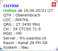 Info bei einem Gateway der Online ist