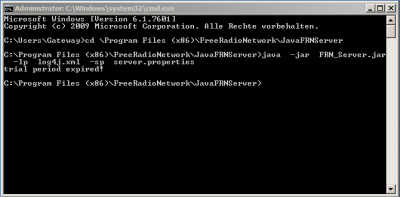 Alter FRN Java Server meldet : 'Trial Period expired !'