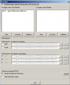 FRN-Client Gateway Ansagen Einstellungen