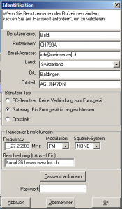 FRN-Client Benutzerdaten für Gateway