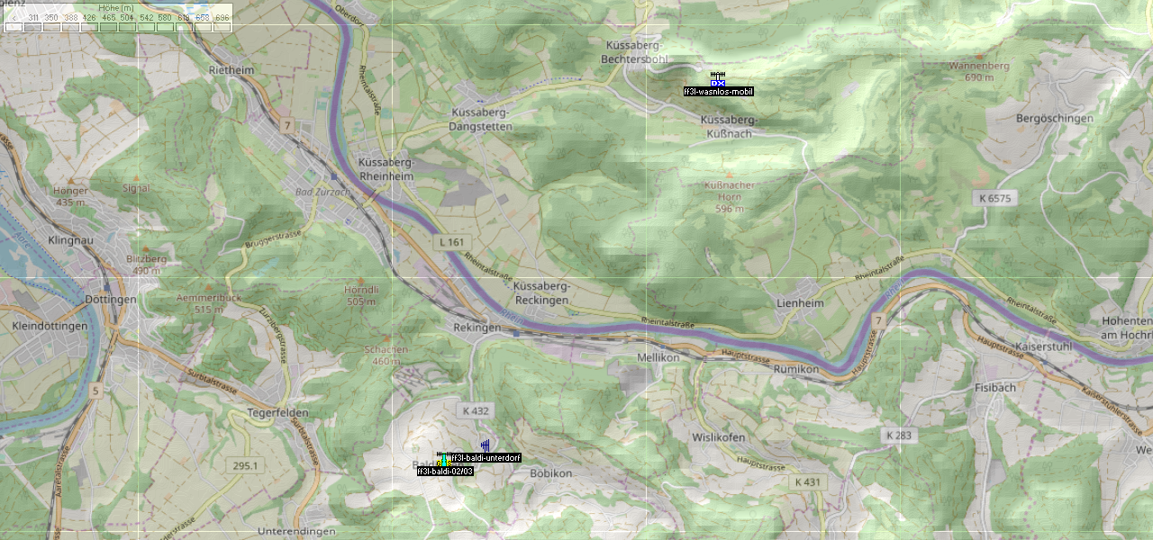 Übersichtskarte der Freifunkstationen am 23.03.2019 zu Testzwecken