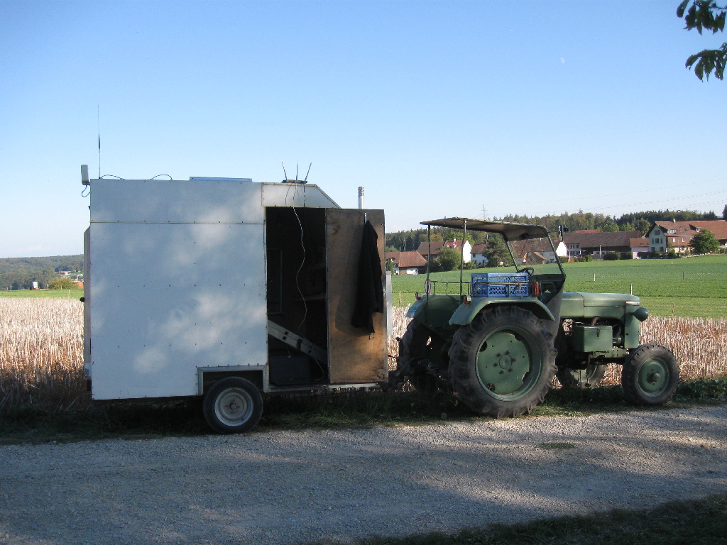 Gespann mit dem Mobile-Repeater in die Luftlinie zwischen fixem 'Repeater' und Spornegg gestellt