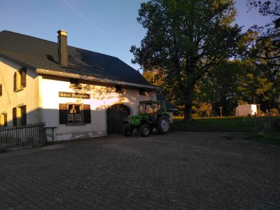 Der Deutz steht am 31.05.2019 um 06:24 Uhr vor dem 'unteren Graffenrieder' zur Abfahrt ins Zürcher Weinland bereit