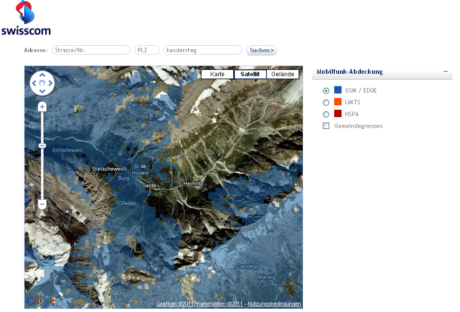 Swisscomabdeckung GSM