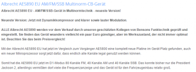 Anpassungen der neuen Albrecht AE 5890 EU gefunden bei Neuner Funk
