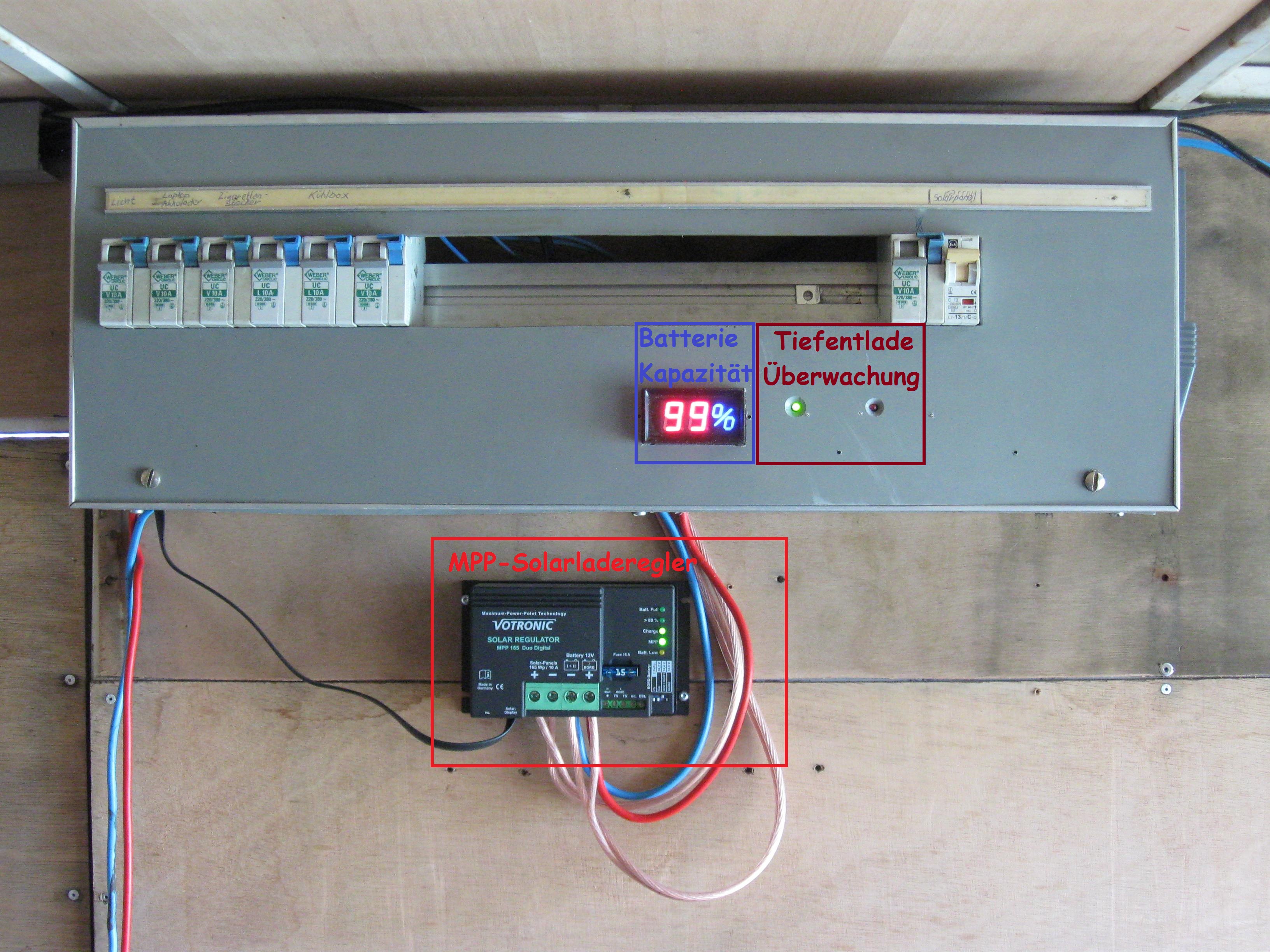 MPP-Solarladeregler und Tiefentladeüberwachung