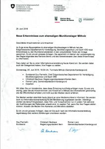 Einladung der Bevölkerung von Mitholz zur Informationsveranstaltung am 28.06.2018
