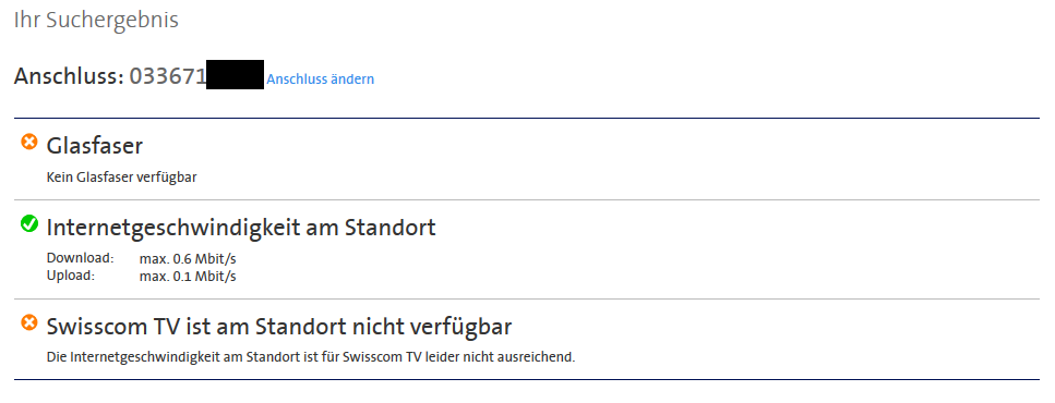 Offiziell sind es nach Swisscom-Check aber am 24.12.2014 noch immer die 600 kbit/s Download !