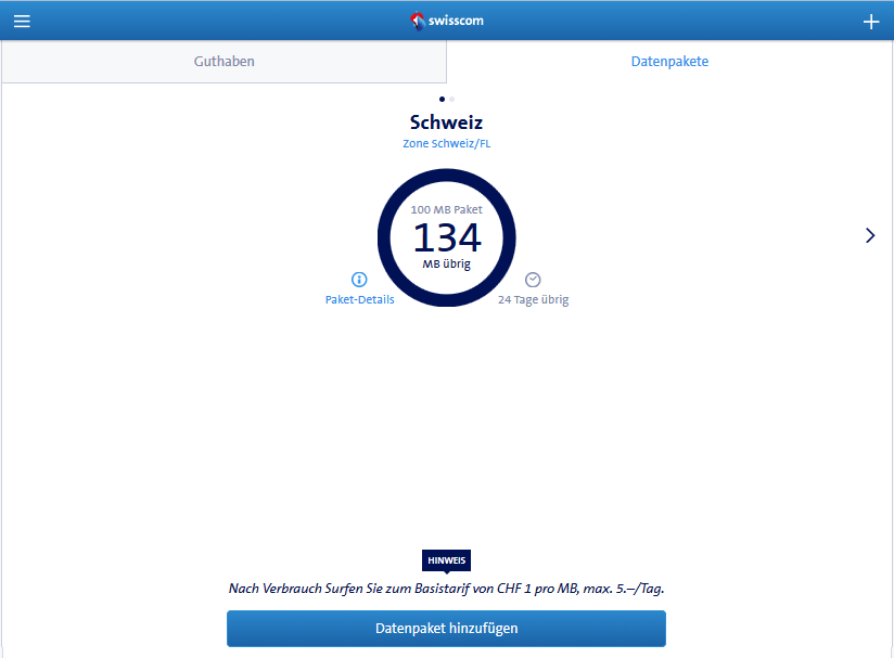 Guthaben vom Datenpacket am 30.10.2015