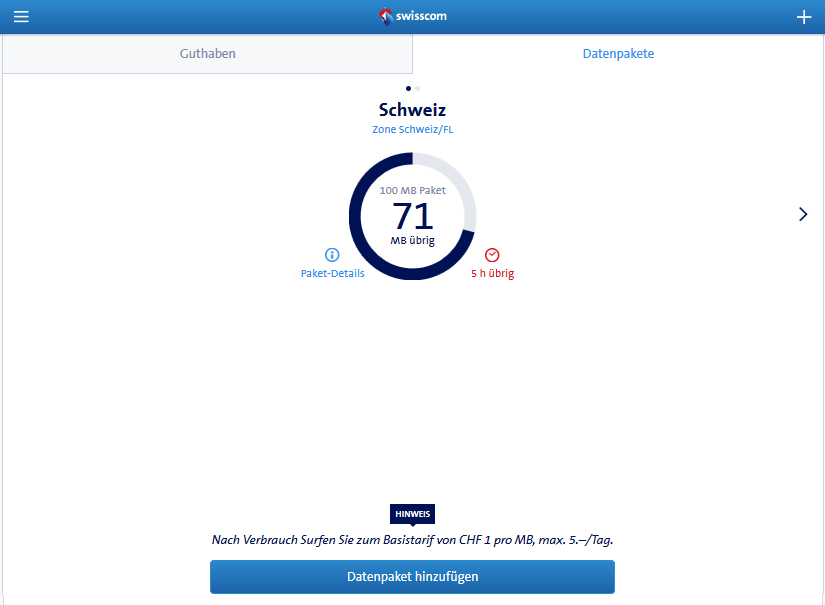 Gutenhaben vom Datenpacket am 23.11.2015