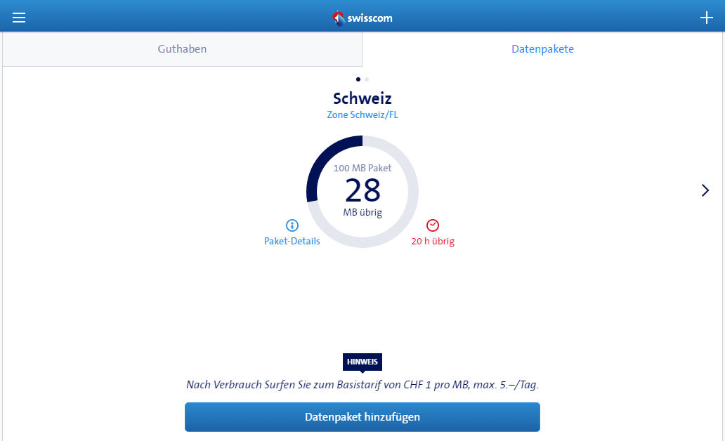 Guthaben vom Datenpacket am 18.04.2016