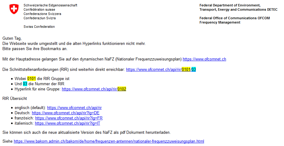 Informationen zur WEB-Seiten umstellung von ofcomnet am 11.02.2017