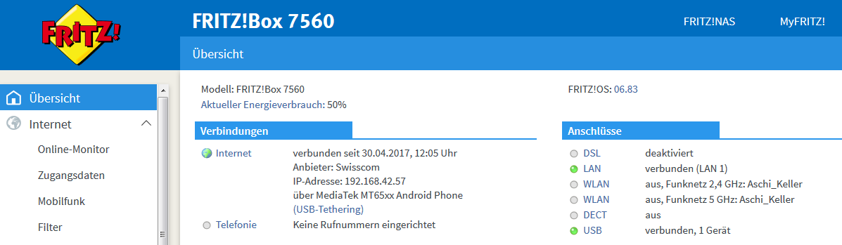 Mit FritzBox 7560 und Android-Smartphone auf das Internet