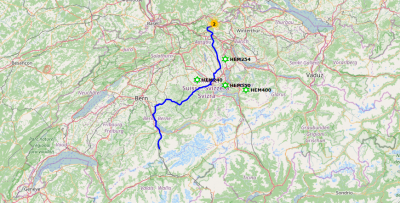 Route bei der Rückfahrt vom Berner-Oberland