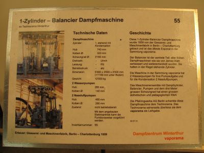 Hinweisschild zu 1-Zylinder Balancier-Dampfmaschine