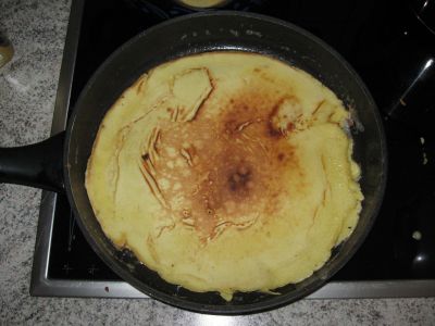 Omlette in der Bratpfanne