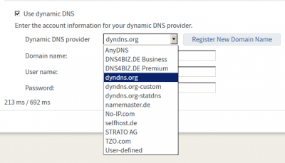 Die von der FritzBox angebotenen DynDNS Anbieter