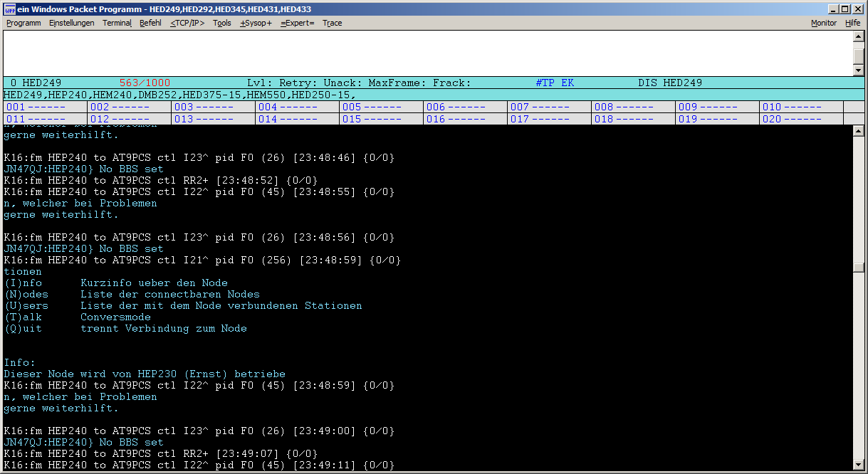 Verbindung von AT9PCS zu HEP240 am 14.11.2018 beobachtet