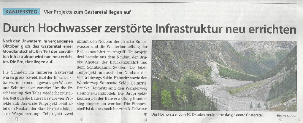 Zeitungsartikel 'Infrastruktur neu errichten'